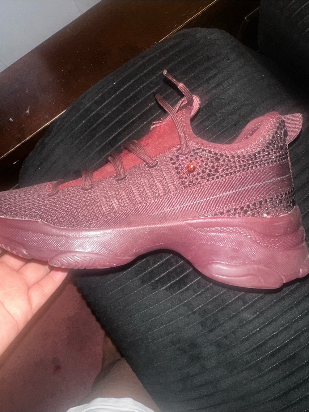 Steve Madden Women's Burgundy Knit Platform Sneakers